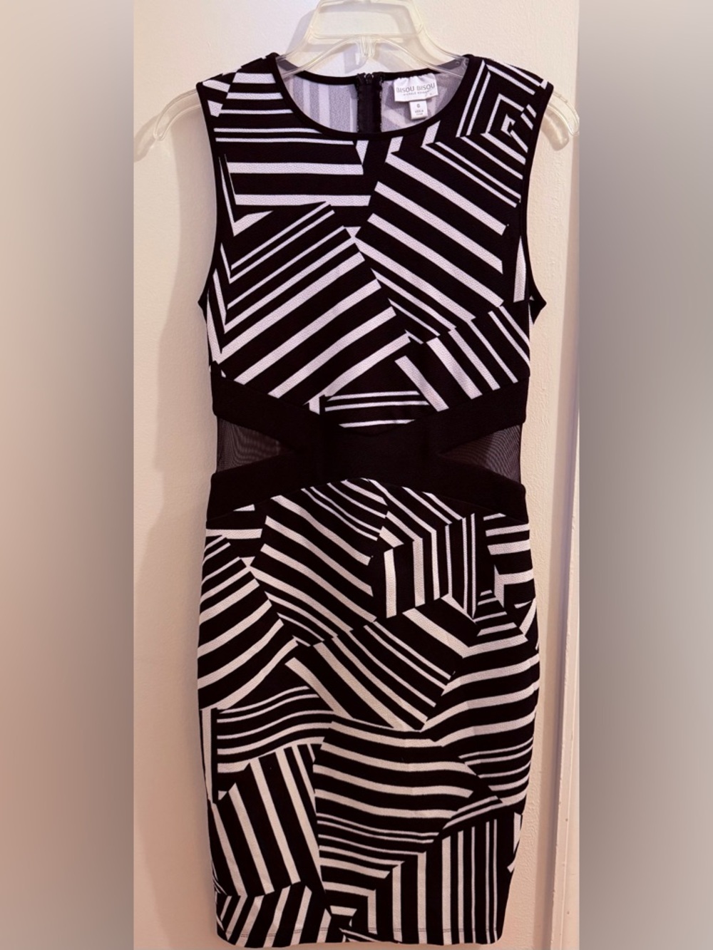 Bisou Bisou Black and White Geometric Midi Dress